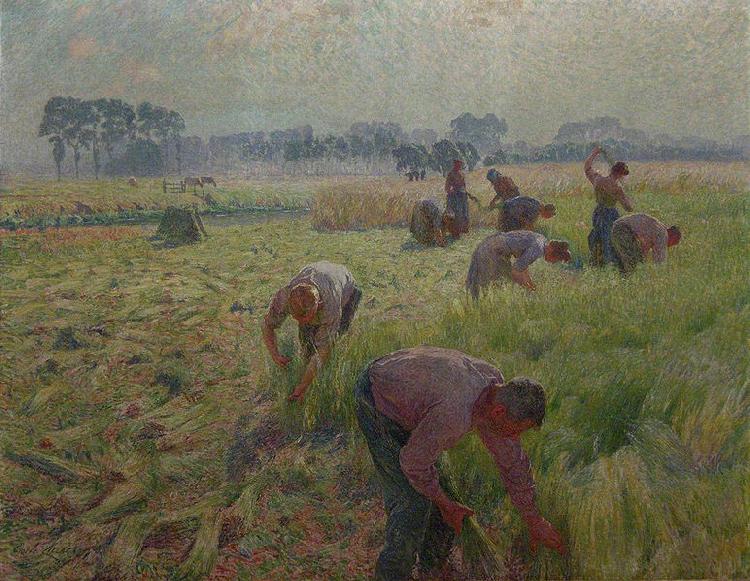 Emile Claus Flax harvesting Spain oil painting art